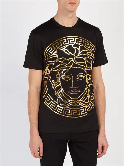 versace mens t shirt gold|Versace shirt black and gold.